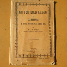 Harta statiunilor balneare si climaterice Bucuresti 1922 A. Stolz harta color