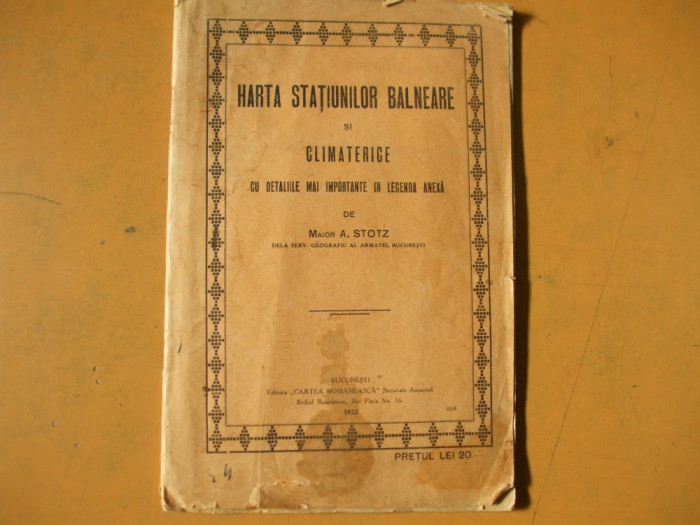 Harta statiunilor balneare si climaterice Bucuresti 1922 A. Stolz harta color