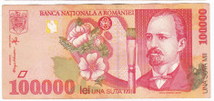 Bancnota 100.000 lei 1998 ( 100000 lei 1998 ) Nicolae Grigorescu VF+ (1) foto