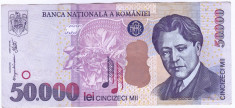 Bancnota 50.000 lei 2000 ( 50000 lei 2000 ) George Enescu Sfinxul Bucegi XF+(5) foto