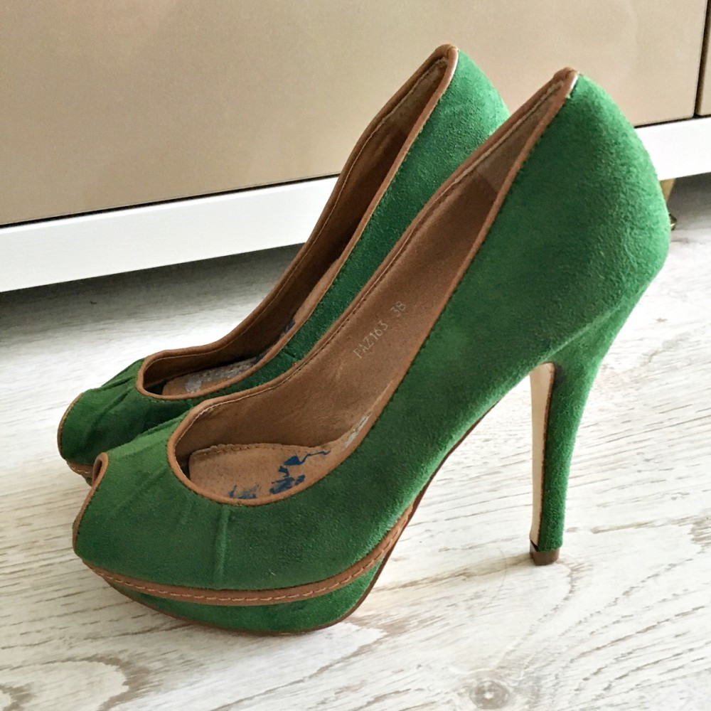 Pantofi cu Toc Platforma Eleganti Verde Smarald 38 | arhiva Okazii.ro