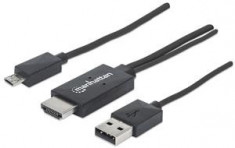 Manhattan MHL Cable / Adapter Micro-USB 11-pin to HDMI connects smartphone to TV foto