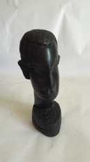 Statuie / bust din lemn de abanos barbatul african sculptat de mana foto