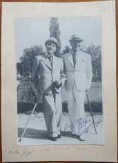 Petru Groza impreuna cu Prof. Aurel Popa , Oradea 1926 , fotografie cu autograf foto