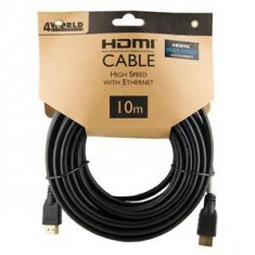 4World Cablu HDMI - HDMI High Speed cu Ethernet (v1.4), 3D, HQ, negru, 10m foto