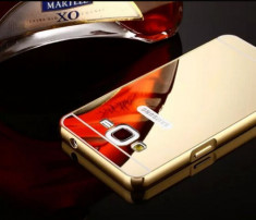 Bumper Samsung Galaxy J5 J500 Aluminiu + Capac Mirror Gold foto