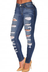 CL549-4 Blugi Skinny cu aspect uzat si taieturi foto