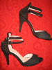 Sandale Dama Toc Elegant, Piele Eco Neagra, Marimea 39/39.5 (26cm), Toc 10cm, Barete Fixare