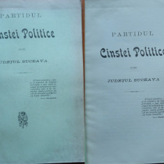 Partidul Cinstei Politice din Judetul Suceava , Iasi , 1906 , 1