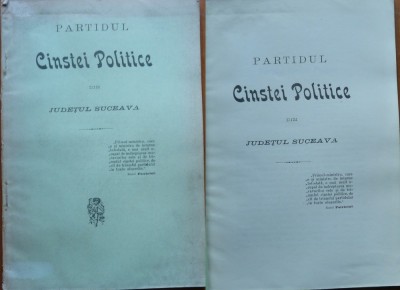 Partidul Cinstei Politice din Judetul Suceava , Iasi , 1906 , 1 foto