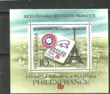 Romania 1989 - REVOLUTIA FRANCEZA, colita nestampilata, F100, Nestampilat