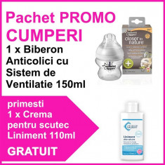 Pachet Promo Biberon Anticolici Cu Sistem De Ventilatie 150 Ml Pp X 1 Buc + Crema Pentru Scutec Liniment 110Ml Gratuit foto