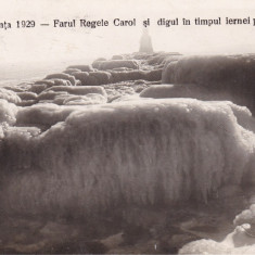 CONSTANTA 1929 FARUL REGELE CAROL SI DIGUL IN TIMPUL IERNEI PE FURTUNA