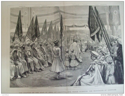 Grafica 5 februarie 1876 The Graphic India Calcutta maharajah Jodhpore print foto