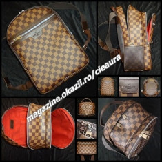 RUCSAC FIRMA LOUIS VUITTON DAMIER EBENE CANVAS 10 SPATII SCOALA LICEU FACULTATE foto