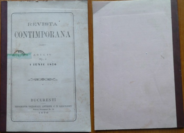 Revista contimporana , anul IV , no. 6 , 1 Iunie 1876