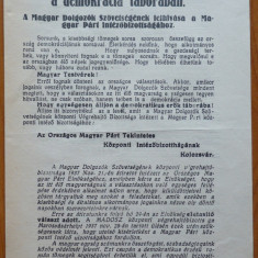Pliant publicitar al MADOSZ , Uniunea Maghiara din Romania la alegerile din 1936