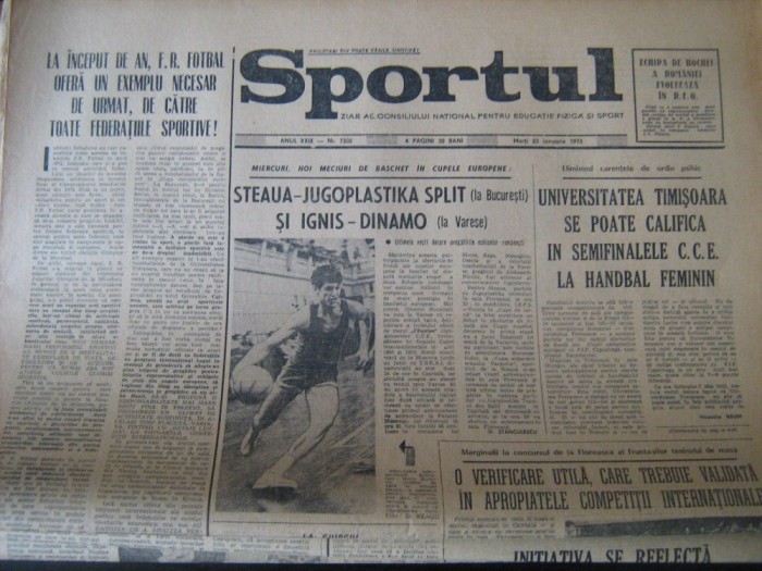Ziarul Sportul-23 ianuarie 1973-Mircea Lucescu in fata sezonului 1973
