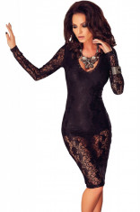 F456-1 Rochie midi tip bodycon, din dantela foto