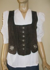 Vesta piele dama costum popular german / tirolez plus camasa tiroleza 40 foto