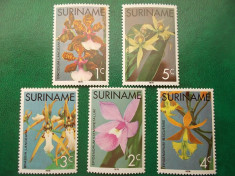 Surinam 1976 flori orhidee - serie nestampilata MNH foto