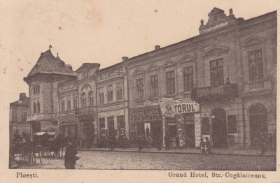 PLOIESTI GRAND HOTEL STR. COGALNICEANU CIRCULATA 1917 STAMPILA DE REGIMENT foto