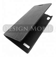 HUSA HUAWEI ASCEND P6 TOC FLIP COVER TIP CARTE NEGRU foto