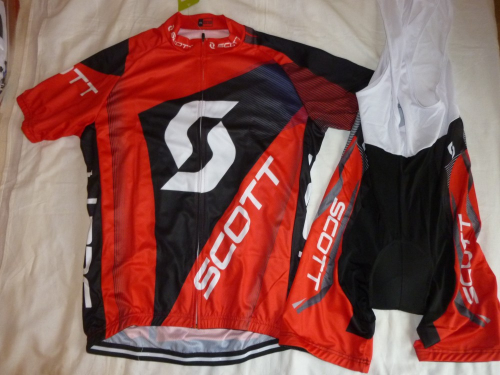 Echipament ciclism scott rc rosu set tricou pantaloni cu bretele jersey bib  NOU, Tricouri | Okazii.ro