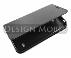 HUSA HUAWEI ASCEND Y550 TOC FLIP COVER TIP CARTE NEGRU foto