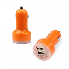 Adaptor Priza Bricheta 12-24V Auto 2 x USB 2Ah DC 5V Portocaliu Universal C83 foto