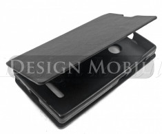 HUSA MICROSOFT LUMIA 435 TOC FLIP COVER TIP CARTE NEGRU foto