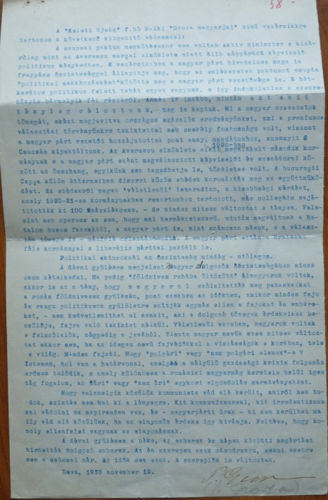 4 documente ale Frontului Plugarilor, semnate olograf de Petru Groza, 1935