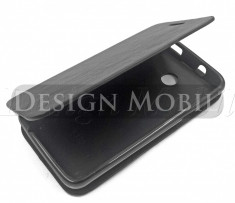 HUSA HUAWEI ASCEND Y330 TOC FLIP COVER TIP CARTE NEGRU foto