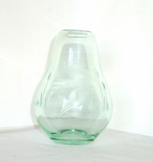 Vaza ART DECO cristal aqua-green, gravata manual - Vicke Lindstrand, Orrefors foto