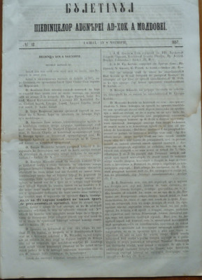 Buletinul sedintelor Adunarii Ad - hoc a Moldovei , nr. 10 , 1857 foto