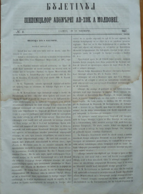 Buletinul sedintelor Adunarii Ad - hoc a Moldovei , nr. 11 , 1857 foto