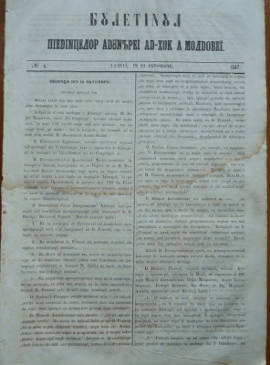 Buletinul sedintelor Adunarii Ad - hoc a Moldovei , nr. 4 , 1857 foto