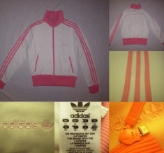 Bluza Adidas Originals (M) alb cu roz dama casual sport retro vintage foto