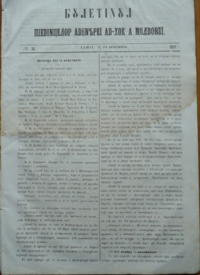 Buletinul sedintelor Adunarii Ad - hoc a Moldovei , nr. 24 , 1857 foto