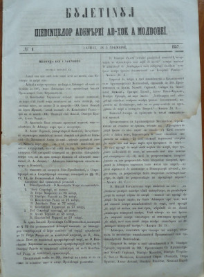 Buletinul sedintelor Adunarii Ad - hoc a Moldovei , nr. 19, 1857 foto