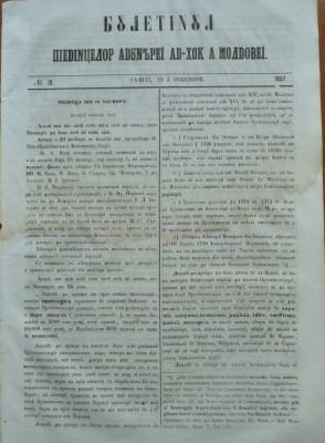 Buletinul sedintelor Adunarii Ad - hoc a Moldovei , nr. 18 , 1857 foto