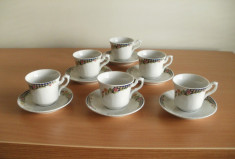 Set Serviciu Cafea Ceai Portelan, 6 Cesti/6 Farfuriute, ARPO Curtea de Arges foto