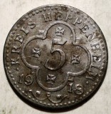 F.228 GERMANIA WWI NOTGELD 5 KREIS HEPPENHEIM 1918 20mm