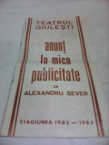 Cumpara ieftin PLIANT RECLAMA TEATRUL GIULESTI ANUNT LA MICA PUBLICITATE STAGIUNEA 1982-1983