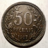 F.542 GERMANIA WWI STADT ISERLOHN KRIEGSGELD 50 PFENNIG 1917 23mm