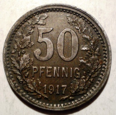 F.542 GERMANIA WWI STADT ISERLOHN KRIEGSGELD 50 PFENNIG 1917 23mm foto