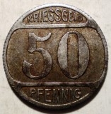 F.230 GERMANIA WWI KRIEGSGELD 50 PFENNIG STADT LUDENSCHEID 1918 20mm