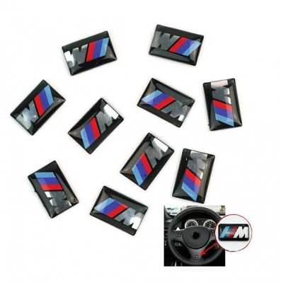 2x Sticker adeziv volan roata janta logo emblema 3D BMW M Series M1 M3 M5 M6 foto