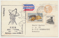SUA Carte postala statie NASA telecomunicatii cu autograf spre Romania 1983 foto