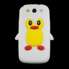 Husa silicon model pinguin alb Samsung Galaxy S3 i9300 + folie ecran